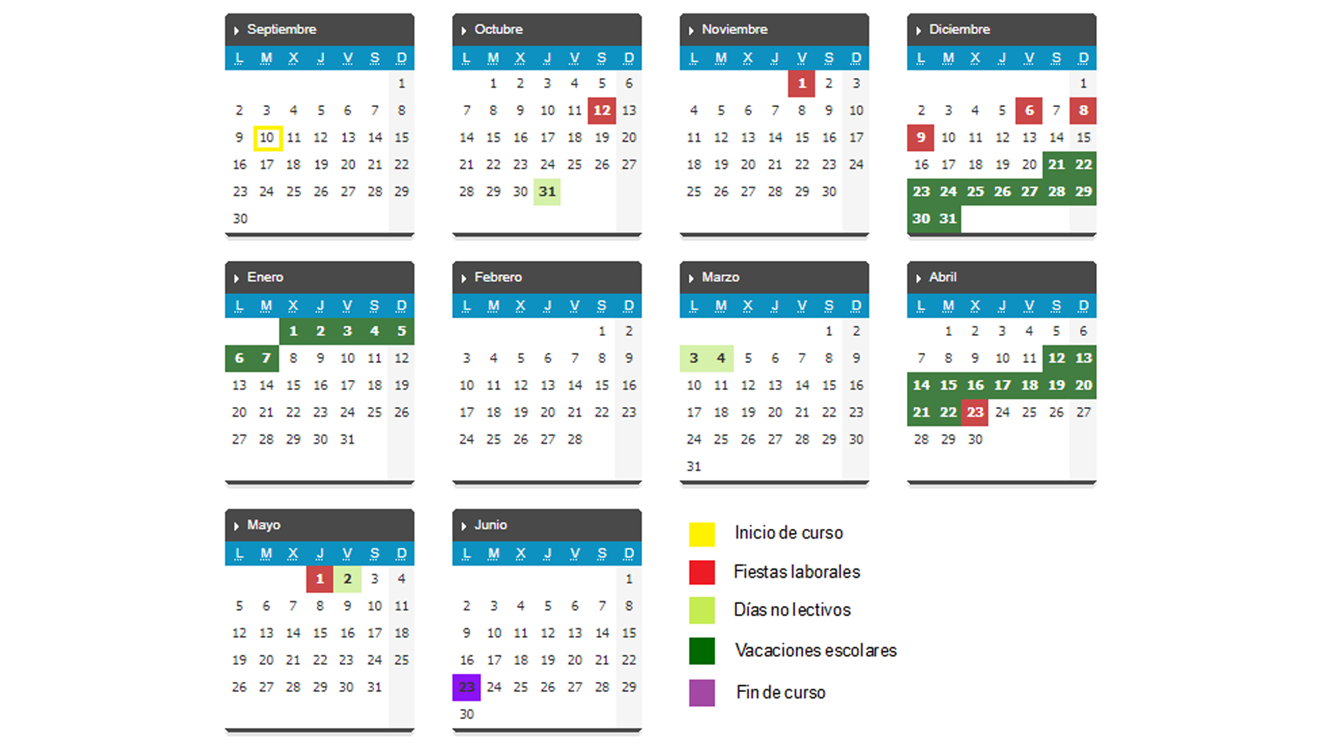 calendario modificado