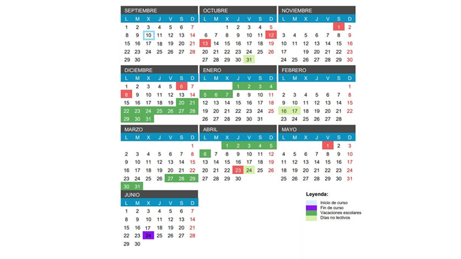 calendario modificado